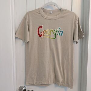 VTG Single Stitch Sun Specs Brand Biege Georgia T Shirt Rainbow Letters, Large